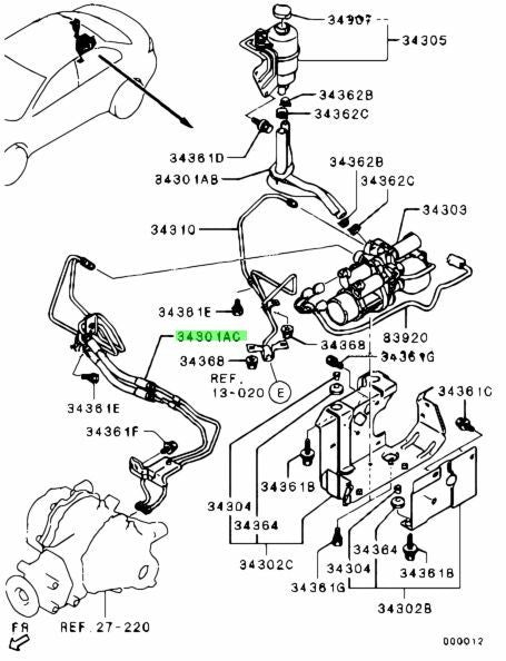 TUBI DIFFERENZIALE POSTERIORE DIFF CONTROLL REAR MITSUBISHI LANCER EVO 3520A0491