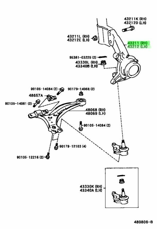 Toyota Genuine Harrier Lexus RX300 Steering Knuckle RH LH Set OEM 43211-330700