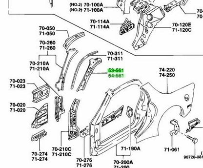 OEM MAZDA F. PILLAR REINFORCEMENT RH/LH SET RX-7 FD3S FD01-70-242B FD01-71-242B1