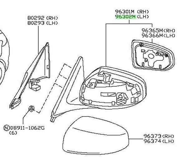 OEM NISSAN 963021EL0A DOOR MIRROR ASSEMBLY LH 96302-1EL0A