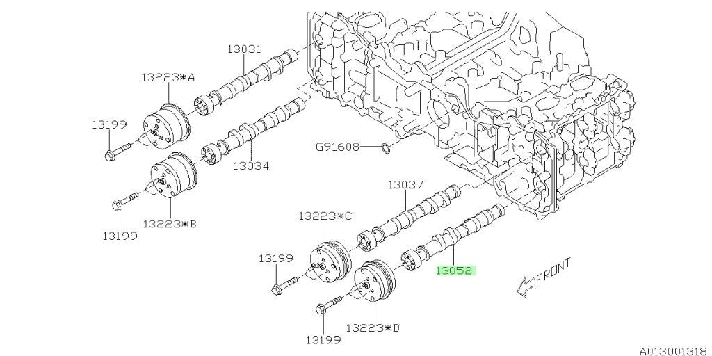 Genuine Subaru Engine Camshaft OEM 13052-AA8310
