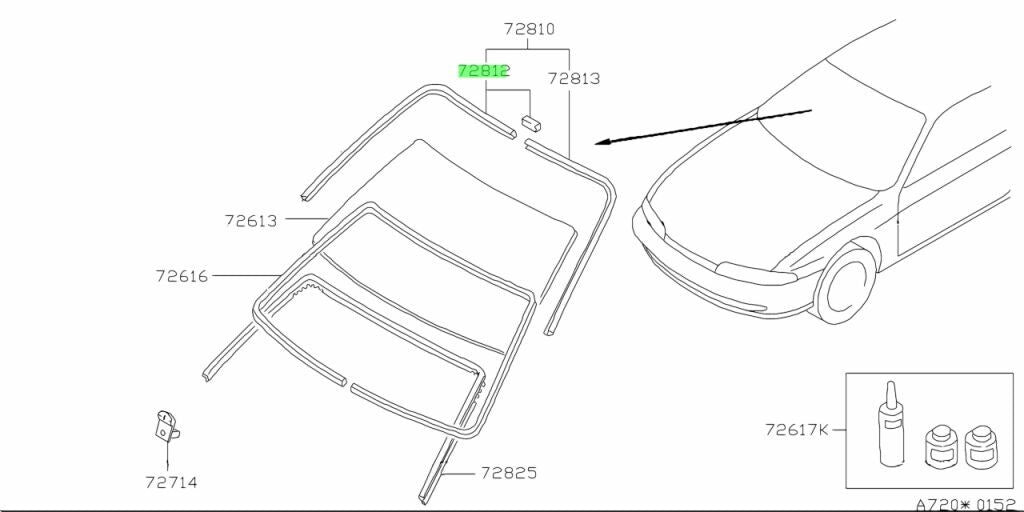 OEM NISSAN MOULDING BRIDGING THE WINDSHIELD SIDE RH Sylvia CS14 S14 72760-65F00