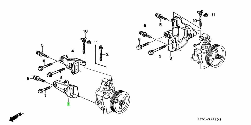 OEM Honda Acura Integra Power Steering Pump Lower Bracket 56994-P54-0000