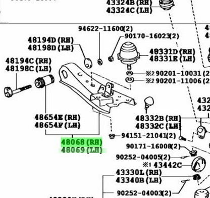 OEM ARM SUB-FRSPENSION, LOWER NO.1 R&L SET Toyota HiAce Van 48068/48069-261602