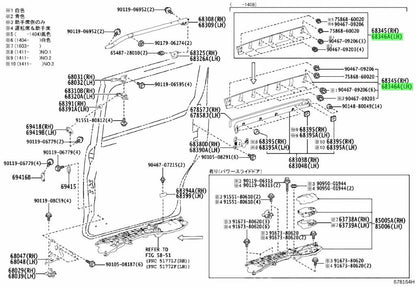 OEM Genuine Toyota Voxy ZRR80G COVER, SLIDE DOOR CENTER RAIL, LH 60836-28040-A10