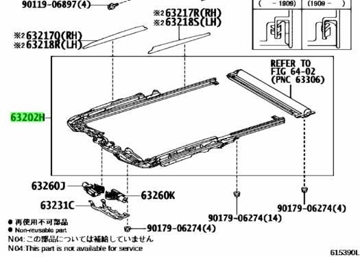 LEXUS RX Genuine OEM 63202-48090-B0 Slide Roof Rail Moon Stone AGL20 GGL25 GYL251