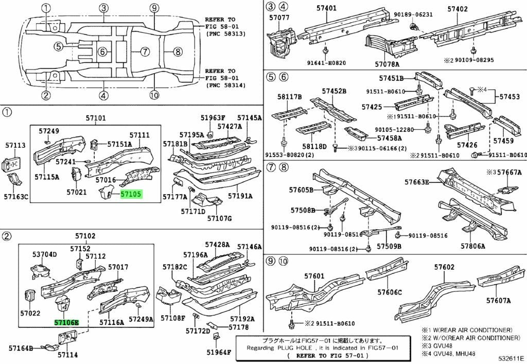 Genuine TOYOTA Front Suspension MemberMountBracket RH/LH 57105-28120 57106-281201