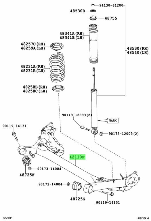 Genuine Toyota Rear Axle Beam 42101-121710