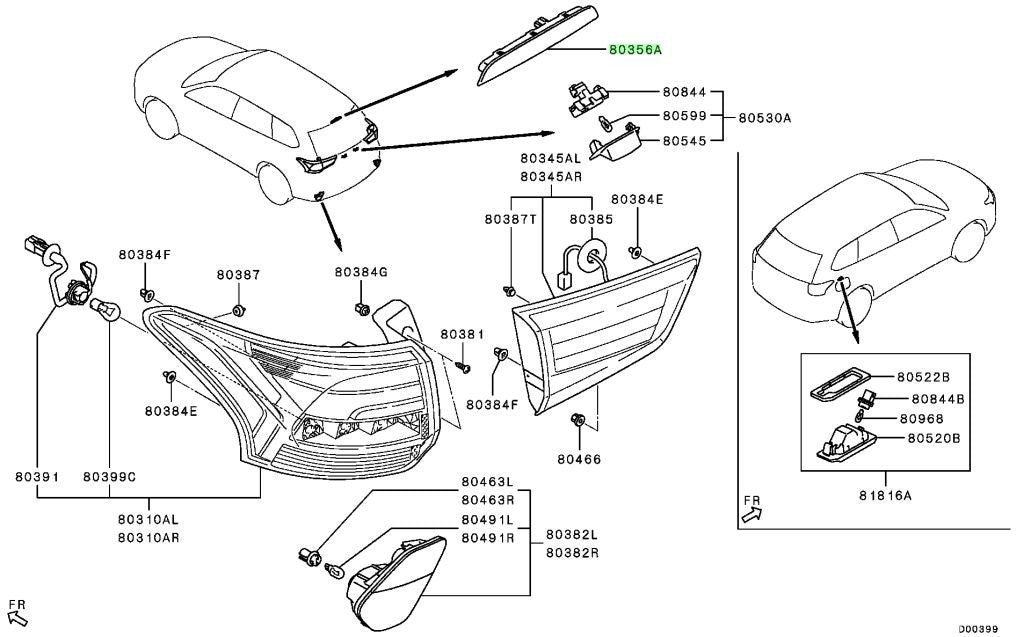 8334A113 Mitsubishi OEM Genuine LAMP AS, HIGH MOUNTED STOP2