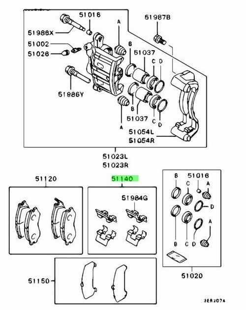 Genuine Mitsubishi Lancer Evo 8 9 CT9A Front Brake Caliper Clip Set MR4759351