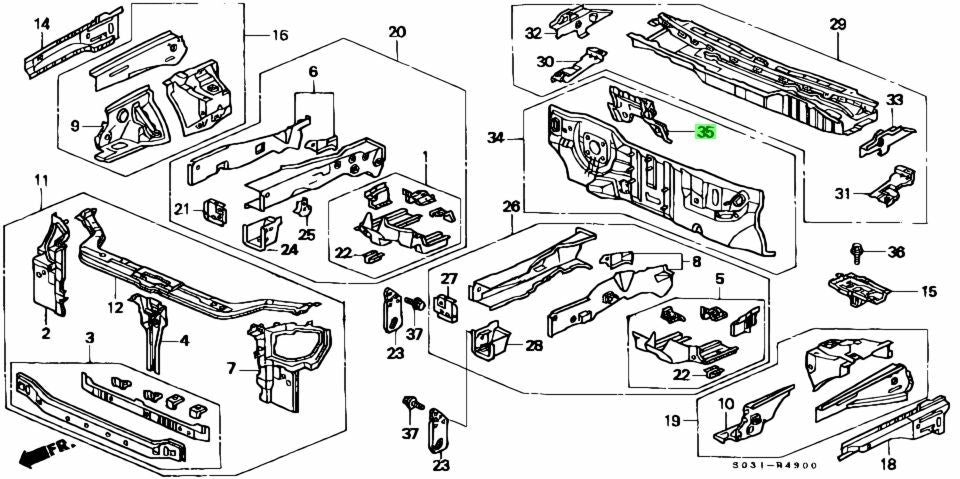 OEM Honda Civic EG EG6 EG8 EG9 61551-SR3-300ZZ Lower Dashboard Crossmember0