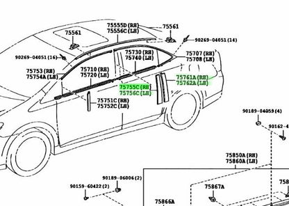 OEM Genuine Toyota Lexus Door Window Frame Moulding Set RH LH 75755-75010 HS250h
