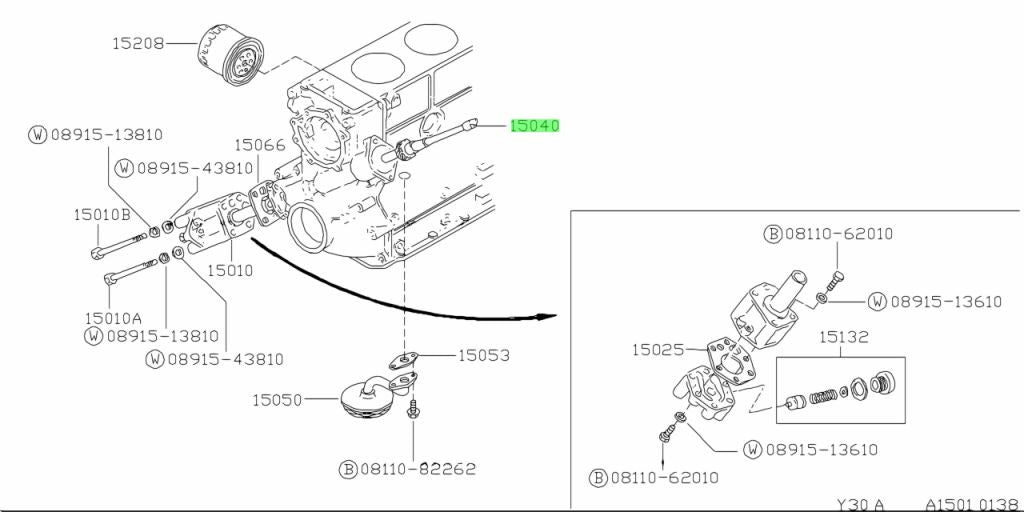 Genuine Nissan 280ZX Oil Pump Drive Spindle Assembly 15040-210011