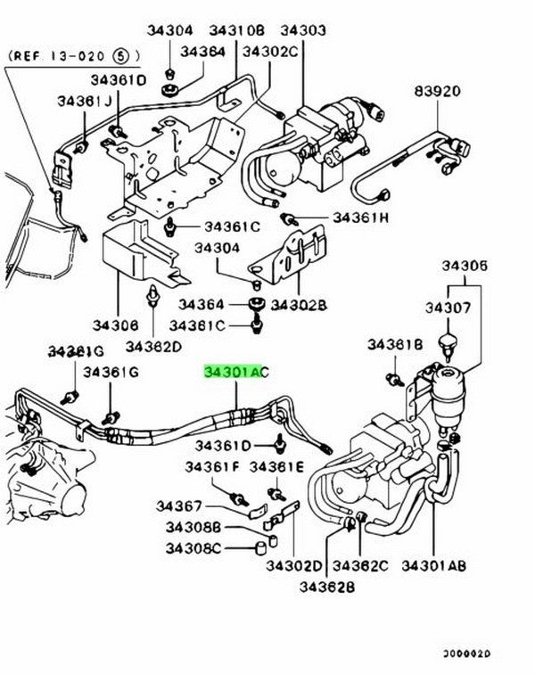 Genuine Mitsubishi Lancer Evo CT9A AYC Hydraulic Unit Hose MR5800250