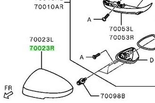 NEW Genuine Mitsubishi Door Mirror Outer Cover RH OEM 96373W059P1