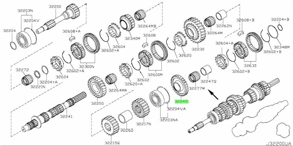 Genuine Nissan 350Z 370Z G35 G37 6MT Reverse Main Shaft Gear 32245-CD004 OEM2
