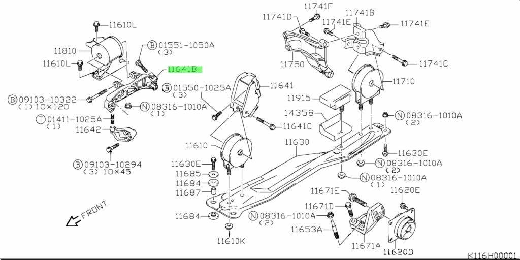 11641-80J00-000 Suzuki Bracket,eng mtg no.1,r 1164180J00000, New Genuine OEM Par1