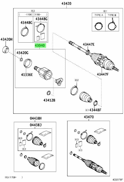OEM TOYOTA Lexus Front Drive InboardJoint Assy RH/LH Set 43030-58011 43040-280111