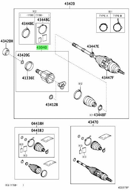 OEM TOYOTA Lexus Front Drive InboardJoint Assy RH/LH Set 43030-58011 43040-280111