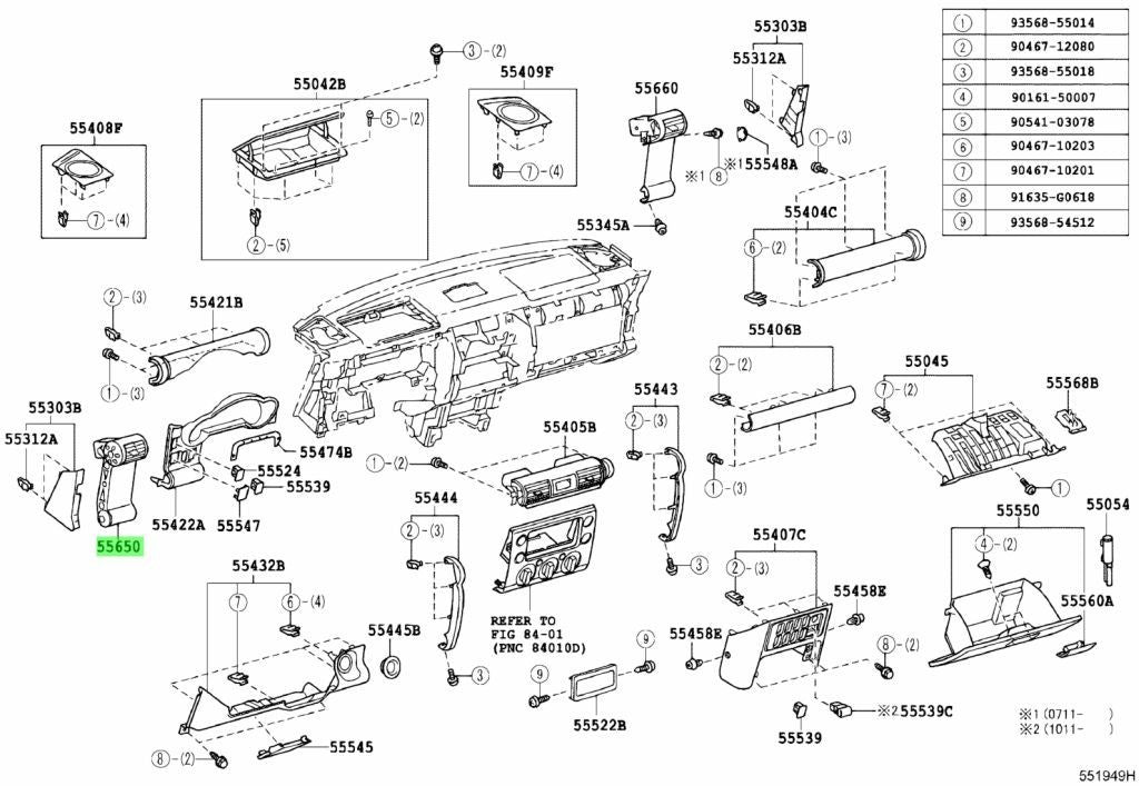 Genuine OEM Register Assembly Instrument for Toyota FJ Cruiser 55650-350811