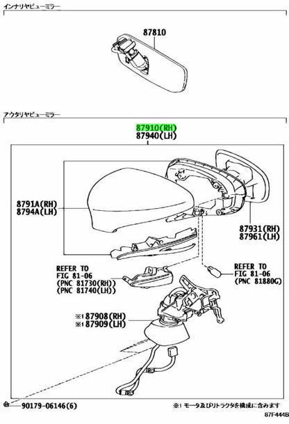 Genuine Toyota Lexus GS F GS Outer Rear View Mirror Assy RH 87910-30C91-C01