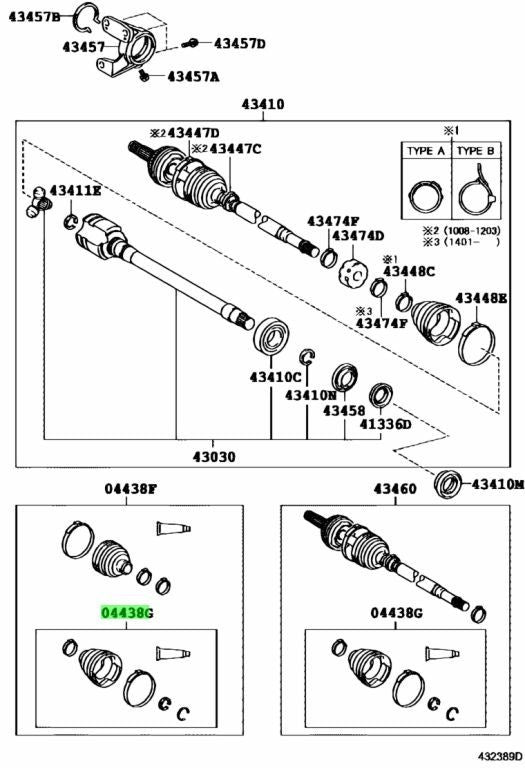 OEM Toyota Lexus RH Front DriveShaftInboard Joint BootKit 04437-48140 04437481400