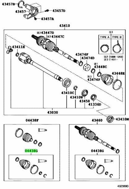 OEM Toyota Lexus RH Front DriveShaftInboard Joint BootKit 04437-48140 04437481400