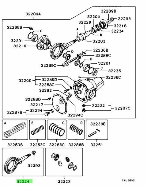 NEW Genuine Mitsubishi Front Differential Final Drive Gear Kit OEM MR2963501