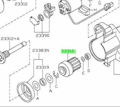 Genuine Nissan 350Z Z33 Starter Motor Pinion Assembly 23312-EV10A OEM1