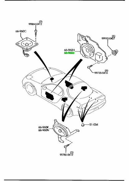 OEM Mazda LOUD DOOR SPEAKER LH RX-7 FD3S FD02-66-96YF