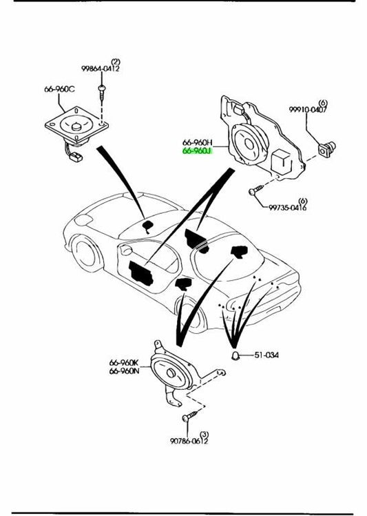 OEM Mazda LOUD DOOR SPEAKER LH RX-7 FD3S FD02-66-96YF