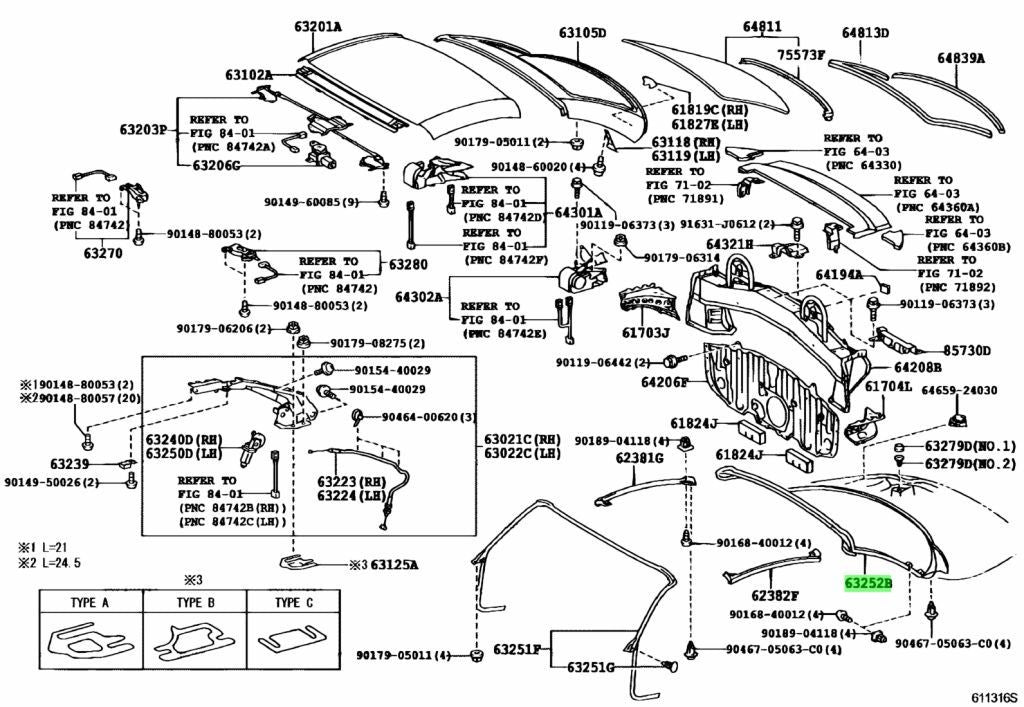 TOYOTA SOARER LEXUS SC430  Weatherstrip Removable Roof Rear Genuine 63252-240301