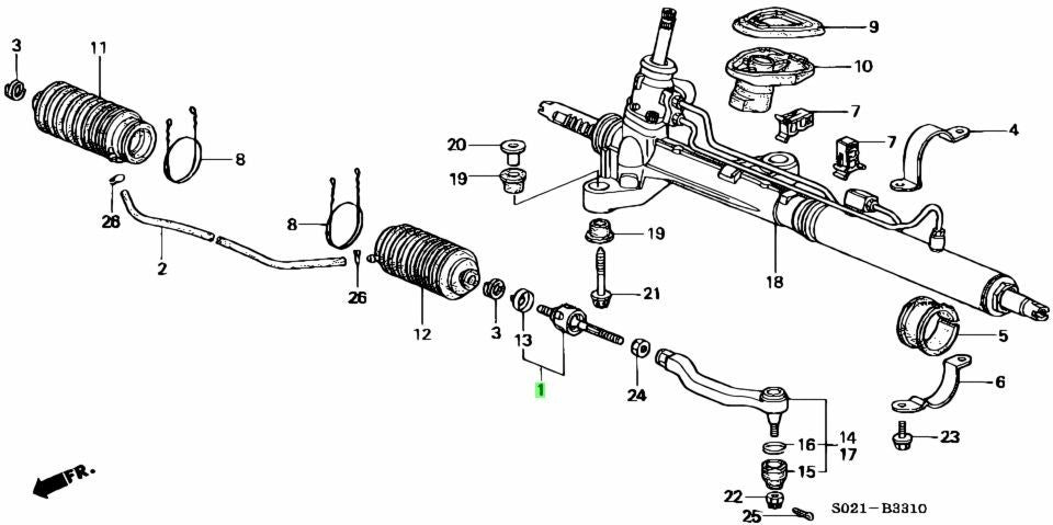 OEM END SET, RACK Genuine HONDA Civic Type R 53010-S04-000