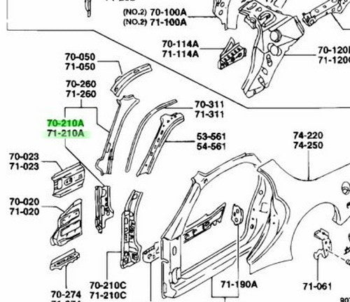 OEM MAZDA HINGE PILLAR RH/LH SET RX-7 FD3S FD01-70-230A FD01-71-230A1