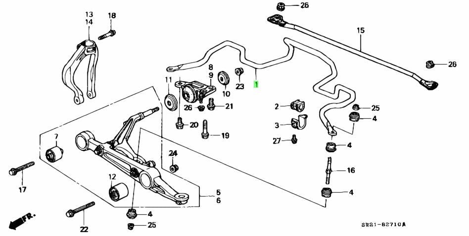 OEM Honda Civic EG Del Sol Front Stabilizer Bar 22mm 51300-SR3-N02 Genuine0