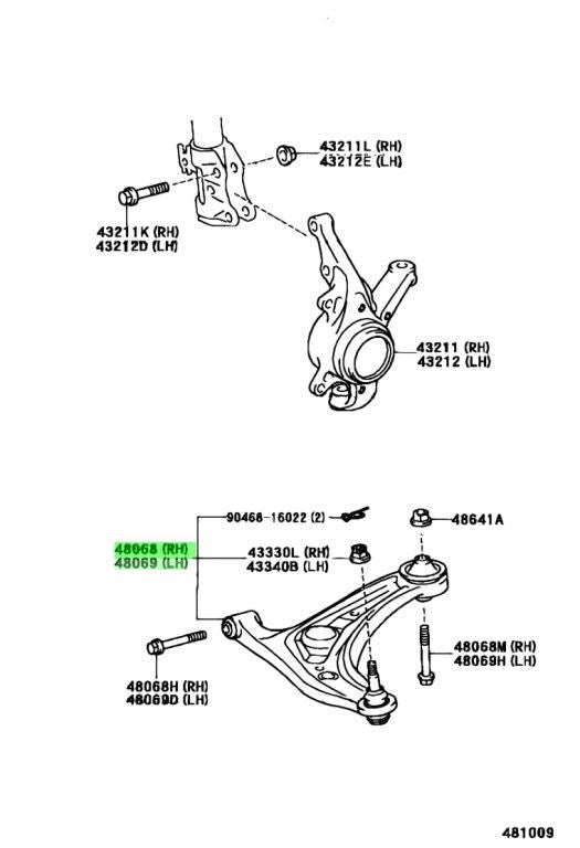 Genuine Toyota Front Lower Control Arm Set RH LH 48068-59065 48069-590651