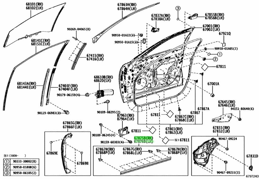 NEW Genuine Toyota FR Door No.4 Weatherstrip Seal R&L Set OEM 67875/67876-500200
