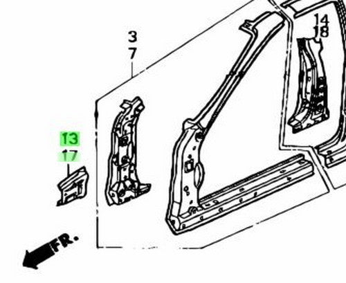 OEM Honda Civic EG Front Pillar Extension RL Set 63110-SR3-300ZZ 63510-SR3-300ZZ1