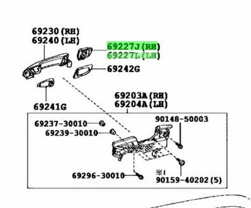 OEM LEXUS CT200H Rear DoorHandleCover RH LH Silver 69227-48010-B2 69228-48010-B21