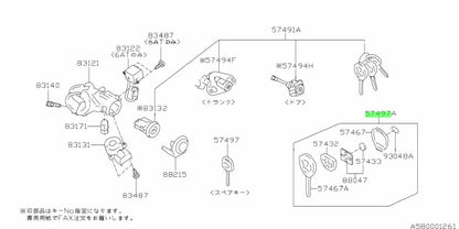Genuine Subaru Keyless Entry Key Plate OEM 57497-CA1000