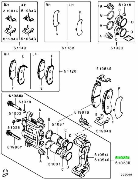 OEM Genuine Mitsubishi  Lancer Evolution CZ4A CALIPER KIT,FR BRAKE,LH 4605A563