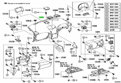 TOYOTA LEXUS RX270/350/450H Instrument Panel Register Assembly No.3 55670-481110