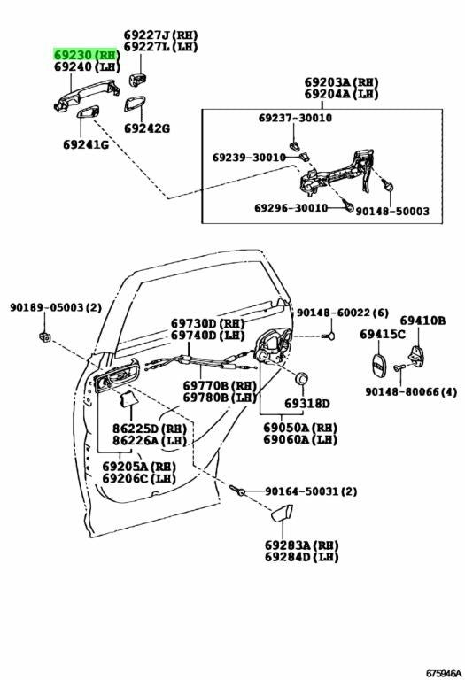 TOYOTA LEXUS RX270/350/450H Rear Door Outside Handle RH GarnetRed 69210-76010-D10