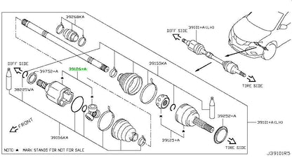 New Genuine Nissan Front Inner CV Joint Assembly 39711-4BA0B OEM0