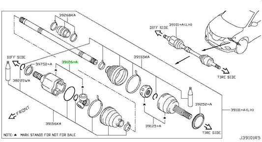New Genuine Nissan Front Inner CV Joint Assembly 39711-4BA0B OEM0