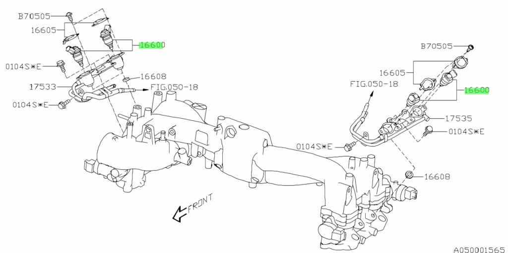 Genuine Subaru Fuel Injector 16600AA1701