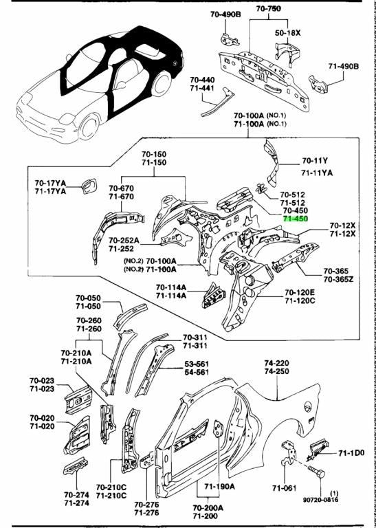 OEM MAZDA FLOOR SIDE PANEL LH RX-7 FD3S FD01-71-1X10