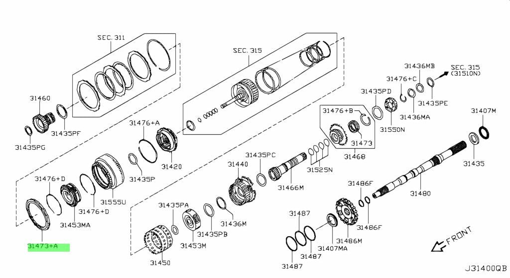 Genuine Nissan One Way Clutch Assembly 31473-1XJ0A1