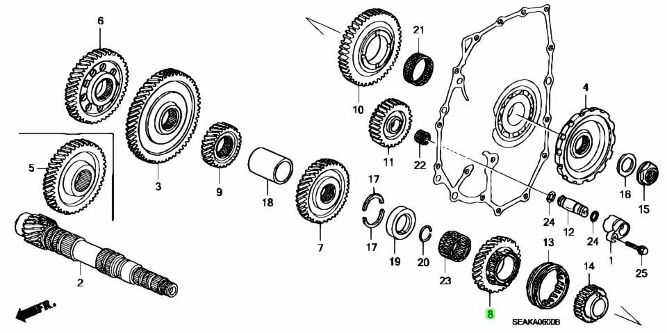 OEM HONDA GEAR, COUNTERSHAFT FOURTH Civic DBA-FD2 23471-RFK-901