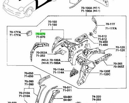 OEM MAZDA CLOSING PLATE RH RX-7 FD3S FD01-70-15XC1